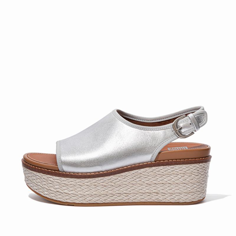 FitFlop Eloise Leder Silber - FitFlop Keilsandalette Damen Schweiz [ASMZ-20473]